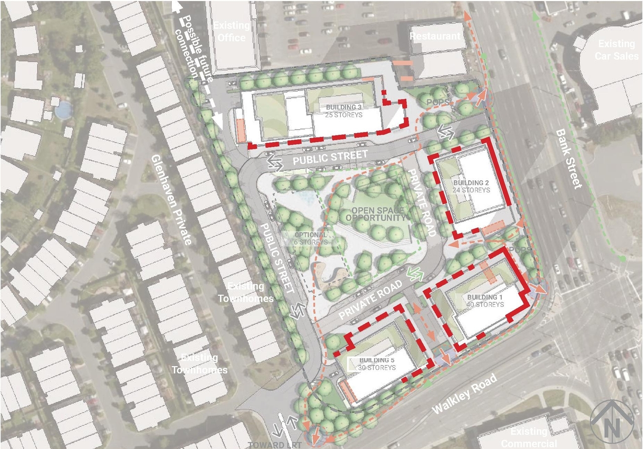 Construction site plan for project from page 36 of the file '2025-04-04 - Urban Design Review Panel Report - D02-02-24-0060'
