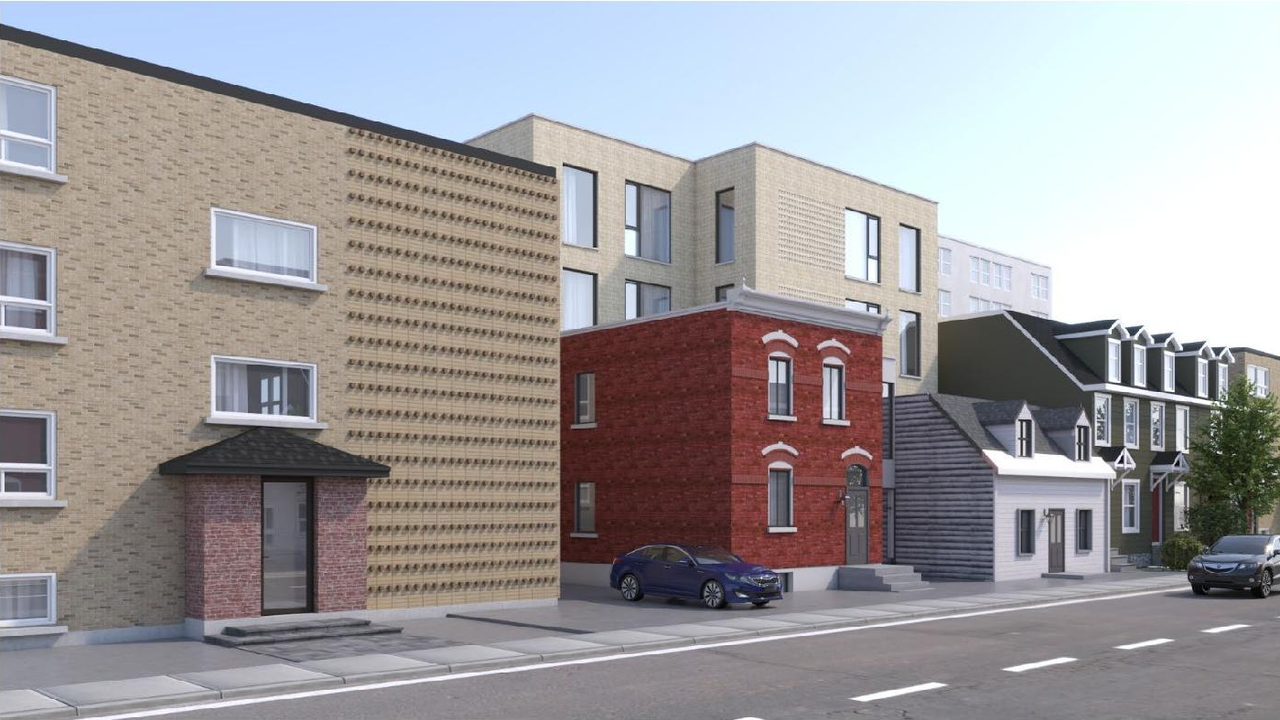 Rendering of building from page 12 of the file '2025-04-10 - Planning Rationale and Design Brief Rev1 - D02-02-24-0081'