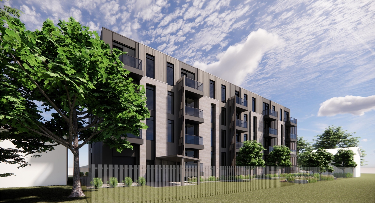 Rendering of building from page 8 of the file '2024-12-23 - Design Brief - D02-02-24-0084'