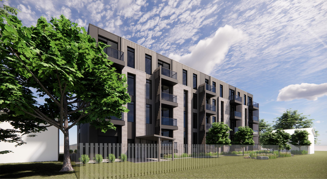 Rendering of building from page 8 of the file '2024-12-23 - Design Brief - D02-02-24-0084'