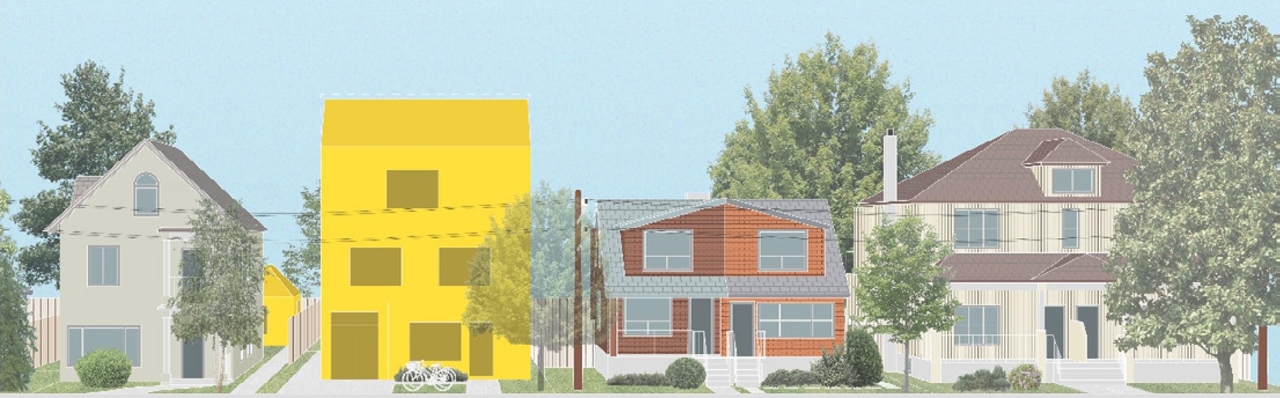 Rendering of building from page 3 of the file 'neighbourhood_renderings'