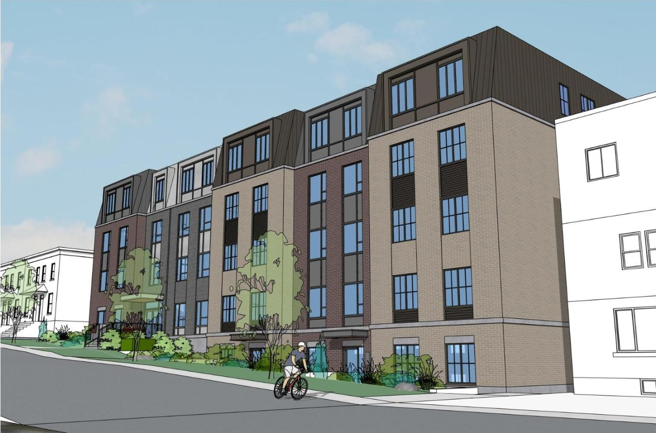 Rendering of building from page 12 of the file '2025-04-17 - Planning Rationale and Urban Design Brief - D02-02-25-0013'