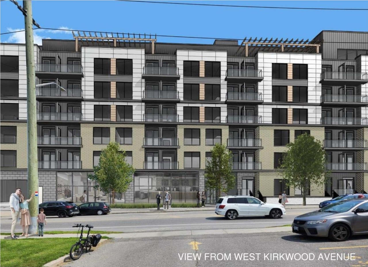 Rendering of building from page 17 of the file '2025-04-01 - Urban Design Brief - D02-02-25-0021'