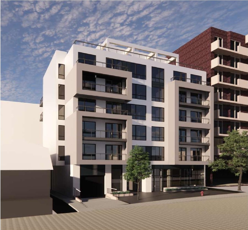 Rendering of building from page 28 of the file '2026-01-08 - Design Brief - D02-02-25-0026 & D07-12-25-0053'