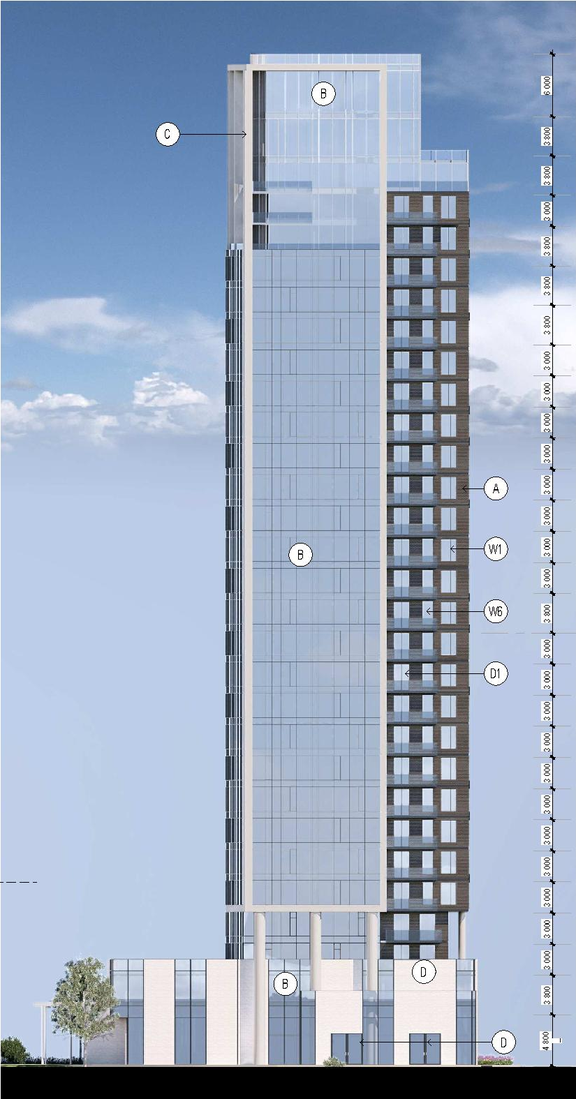 Rendering of building from page 76 of the file '2026-03-23 - SPA Design Brief - D02-02-25-0038'