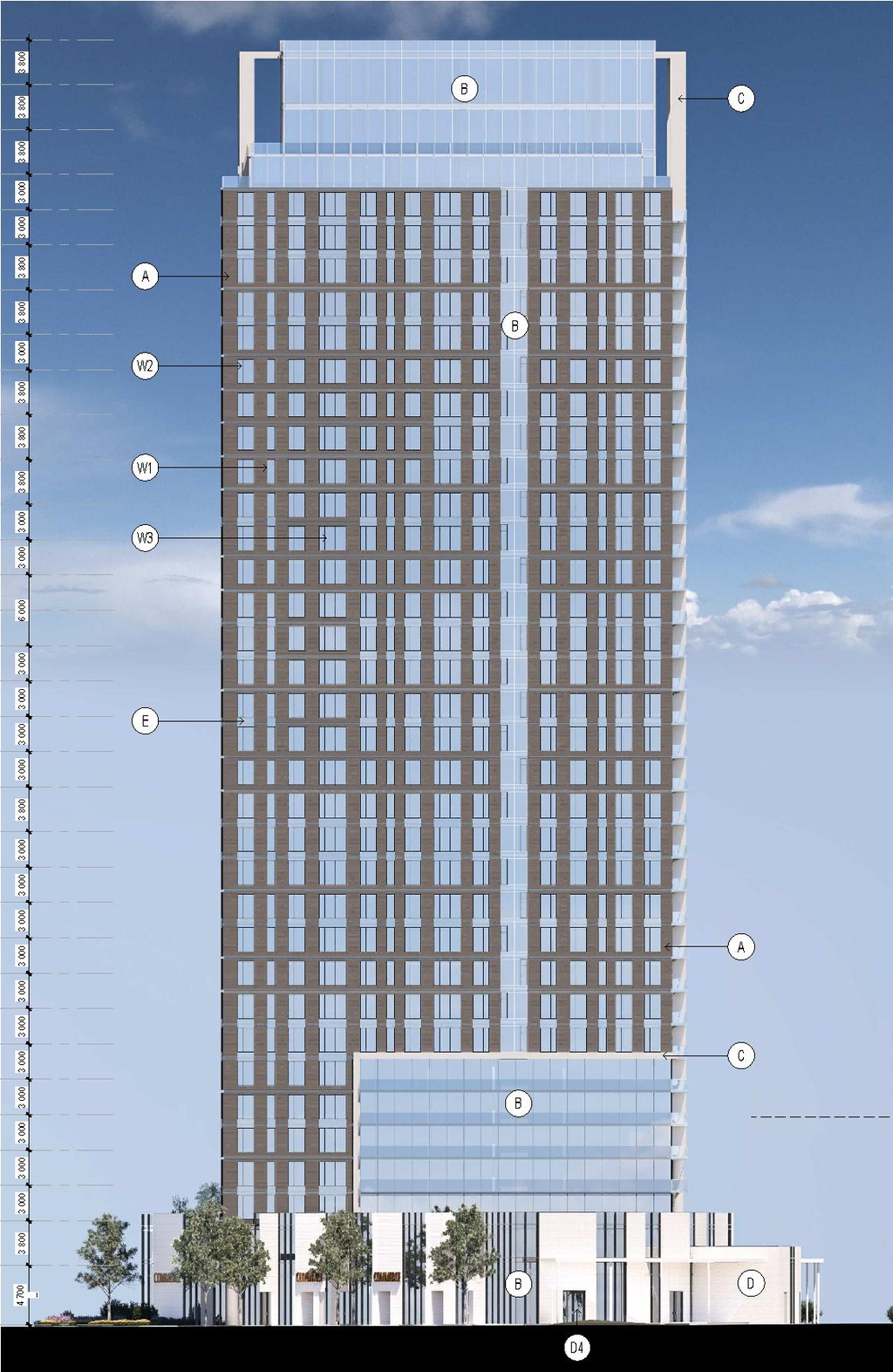 Rendering of building from page 77 of the file '2026-03-23 - SPA Design Brief - D02-02-25-0038'