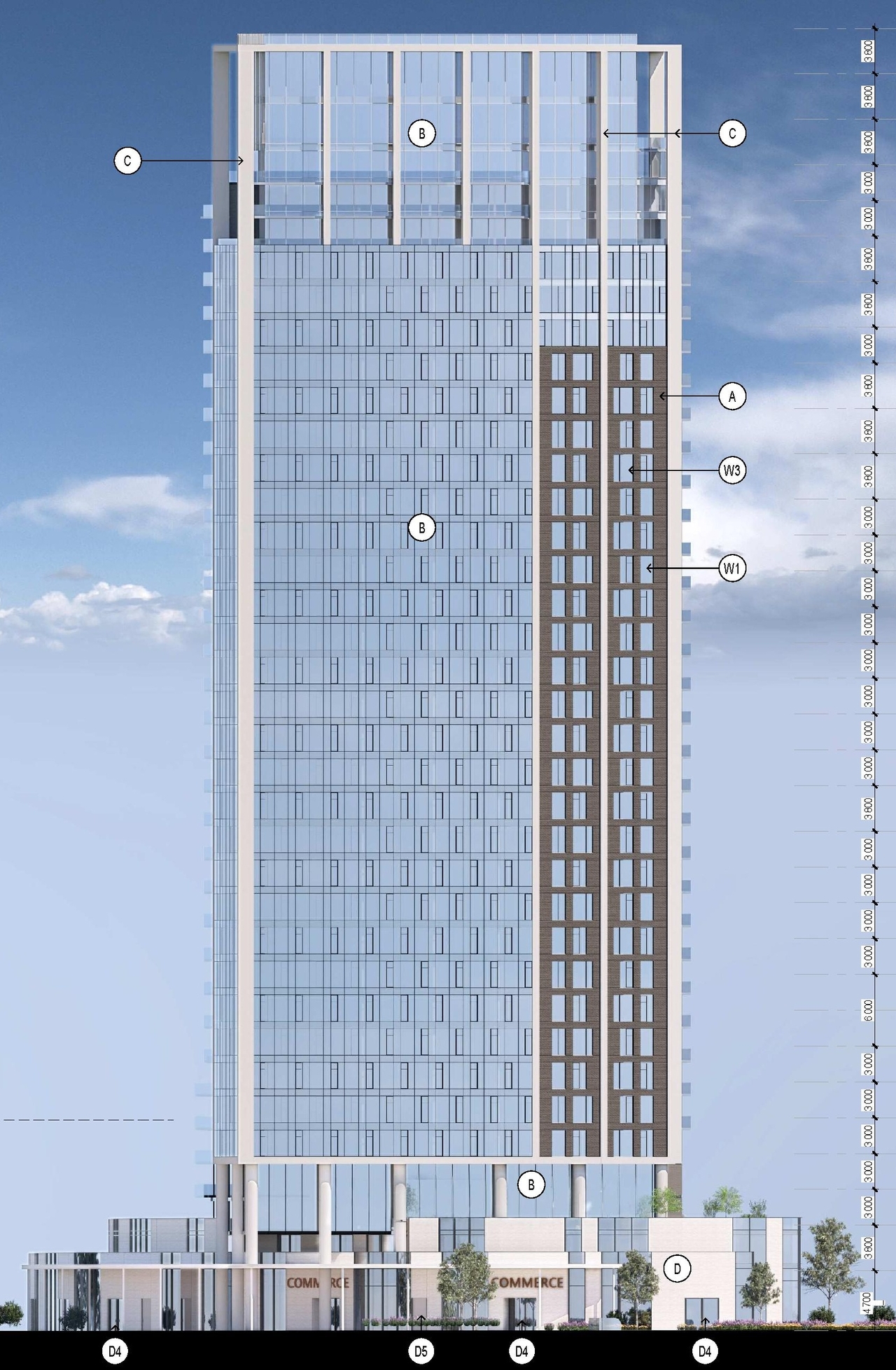 Rendering of building from page 77 of the file '2026-03-23 - SPA Design Brief - D02-02-25-0038'