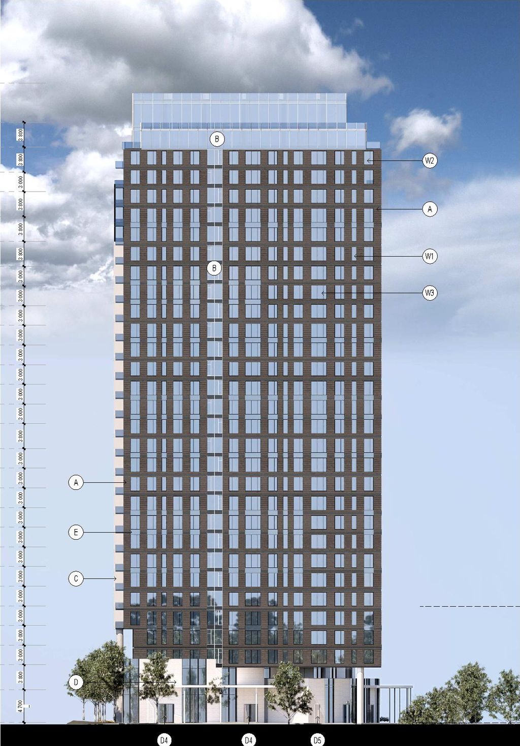 Rendering of building from page 79 of the file '2026-03-23 - SPA Design Brief - D02-02-25-0038'