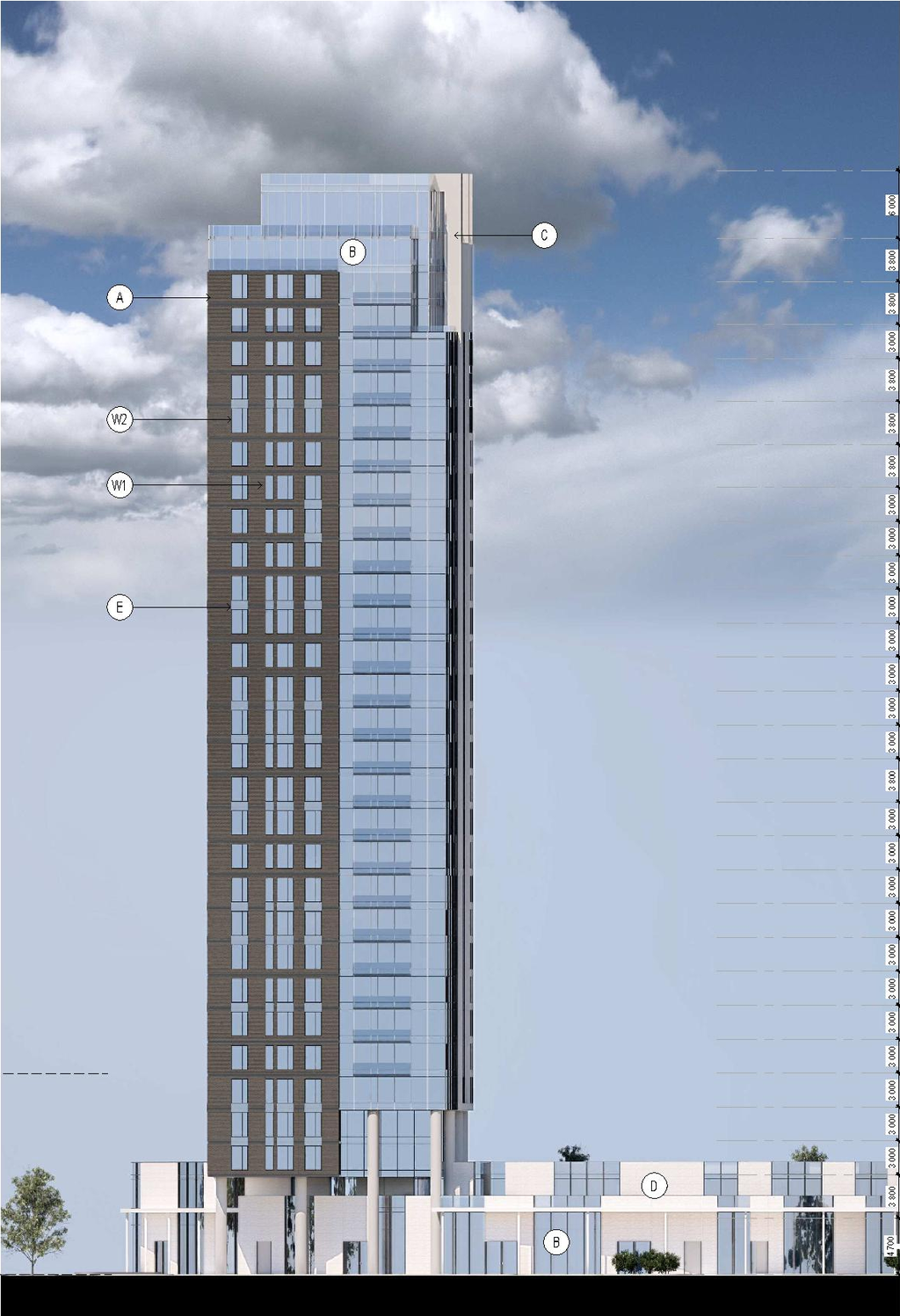 Rendering of building from page 80 of the file '2026-03-23 - SPA Design Brief - D02-02-25-0038'