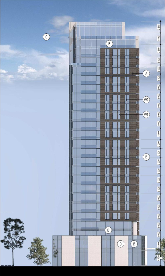 Rendering of building from page 82 of the file '2026-03-23 - SPA Design Brief - D02-02-25-0038'
