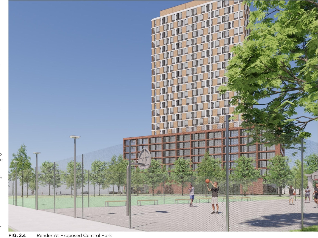 Rendering of building from page 45 of the file '2025-08-08 - Urban Design Brief - D02-02-25-0056'
