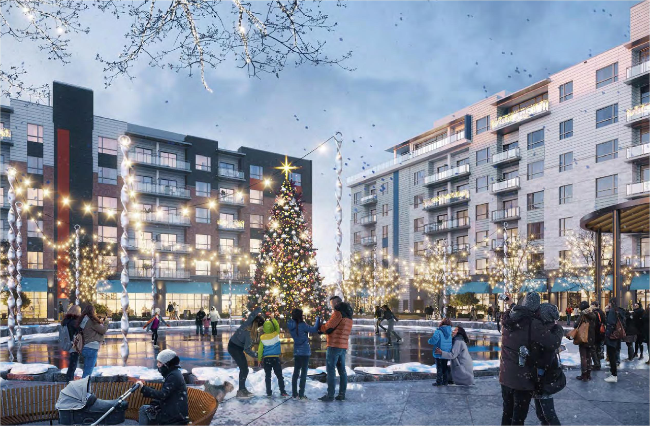 Rendering of building from page 32 of the file '2025-08-22 - Urban Design Brief - D02-02-25-0061'