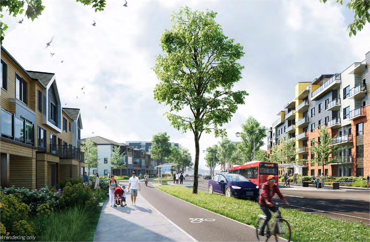 Rendering of building from page 33 of the file '2025-08-22 - Urban Design Brief - D02-02-25-0061'