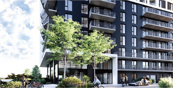 Rendering of building from page 32 of the file '2025-09-02 - Design Brief - D02-02-25-0063'