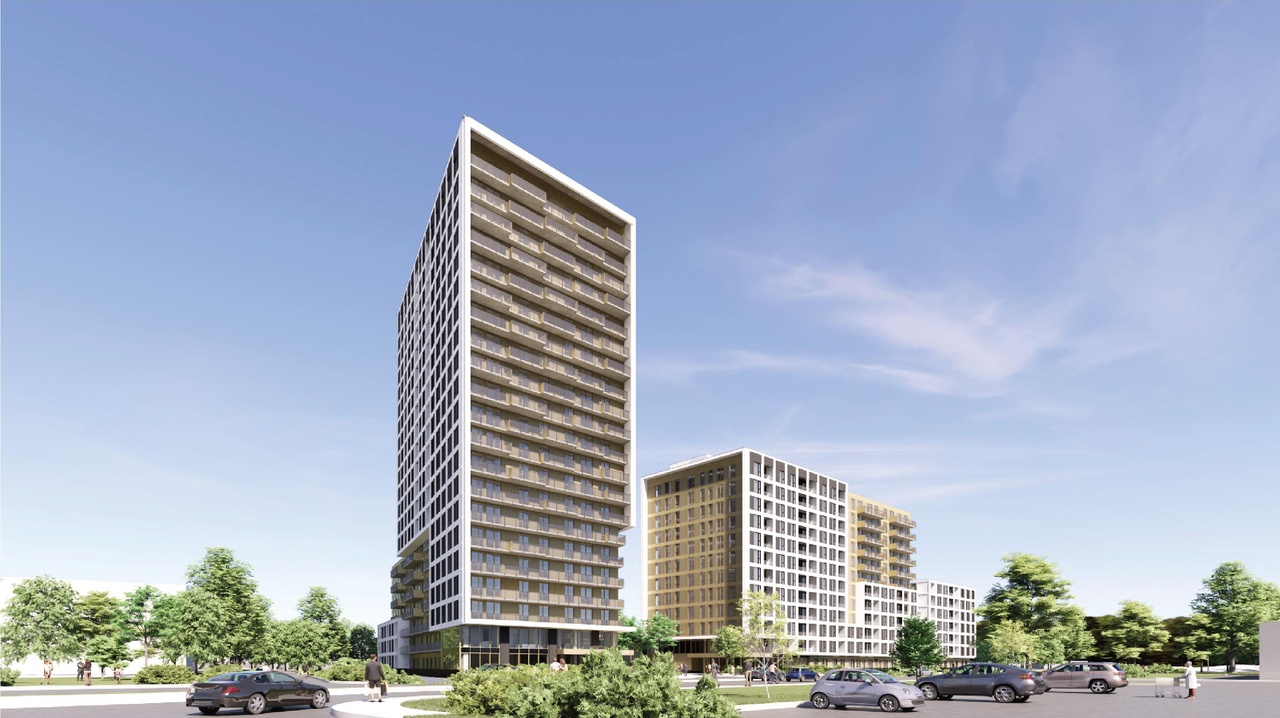 Rendering of building from page 40 of the file '2025-09-02 - Design Brief - D02-02-25-0063'