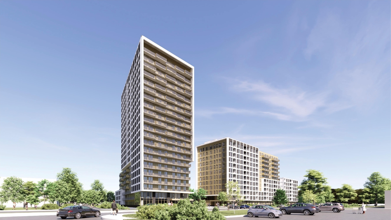 Rendering of building from page 40 of the file '2025-09-02 - Design Brief - D02-02-25-0063'