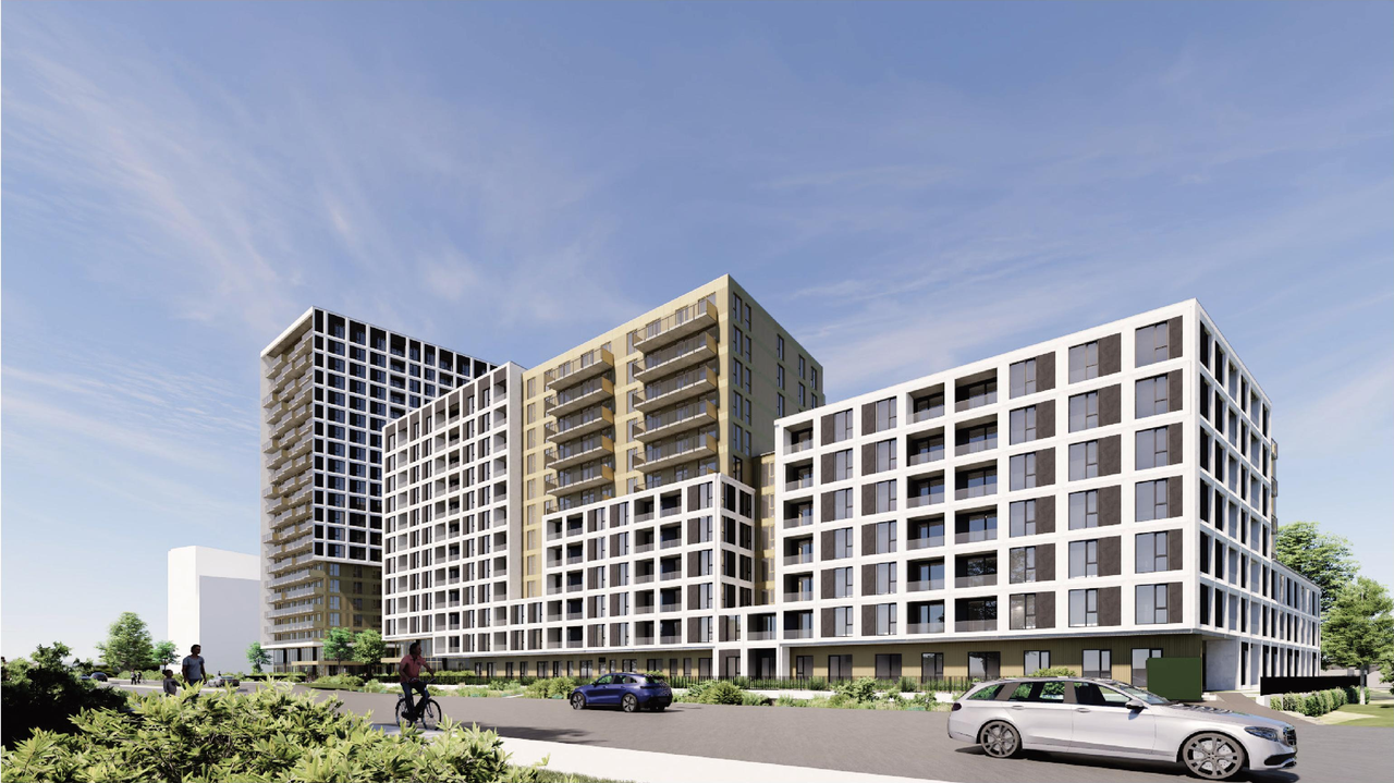Rendering of building from page 41 of the file '2025-09-02 - Design Brief - D02-02-25-0063'