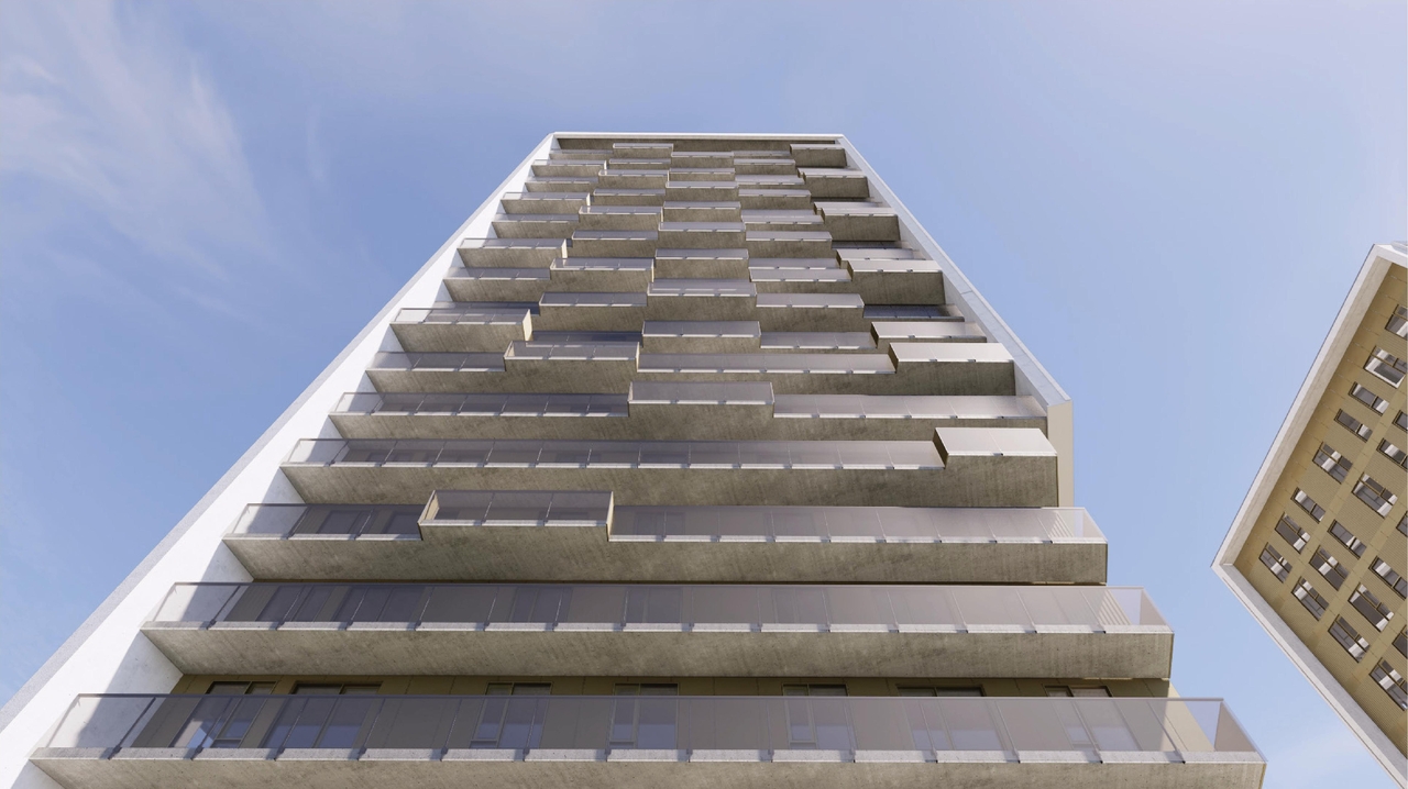 Rendering of building from page 42 of the file '2025-09-02 - Design Brief - D02-02-25-0063'