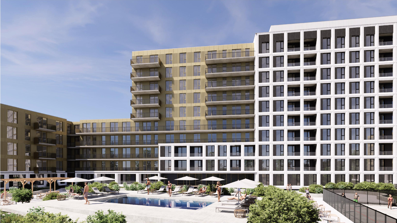 Rendering of building from page 48 of the file '2025-09-02 - Design Brief - D02-02-25-0063'