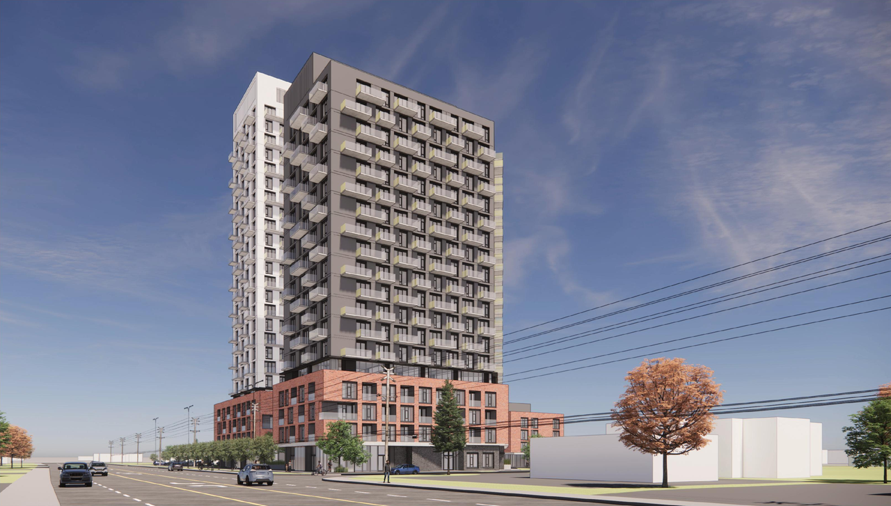 Rendering of building from page 15 of the file '2025-11-17 - Urban Design Brief - D02-02-25-0070'