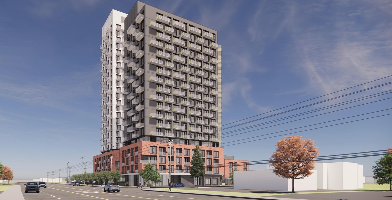 Rendering of building from page 15 of the file '2025-11-17 - Urban Design Brief - D02-02-25-0070'