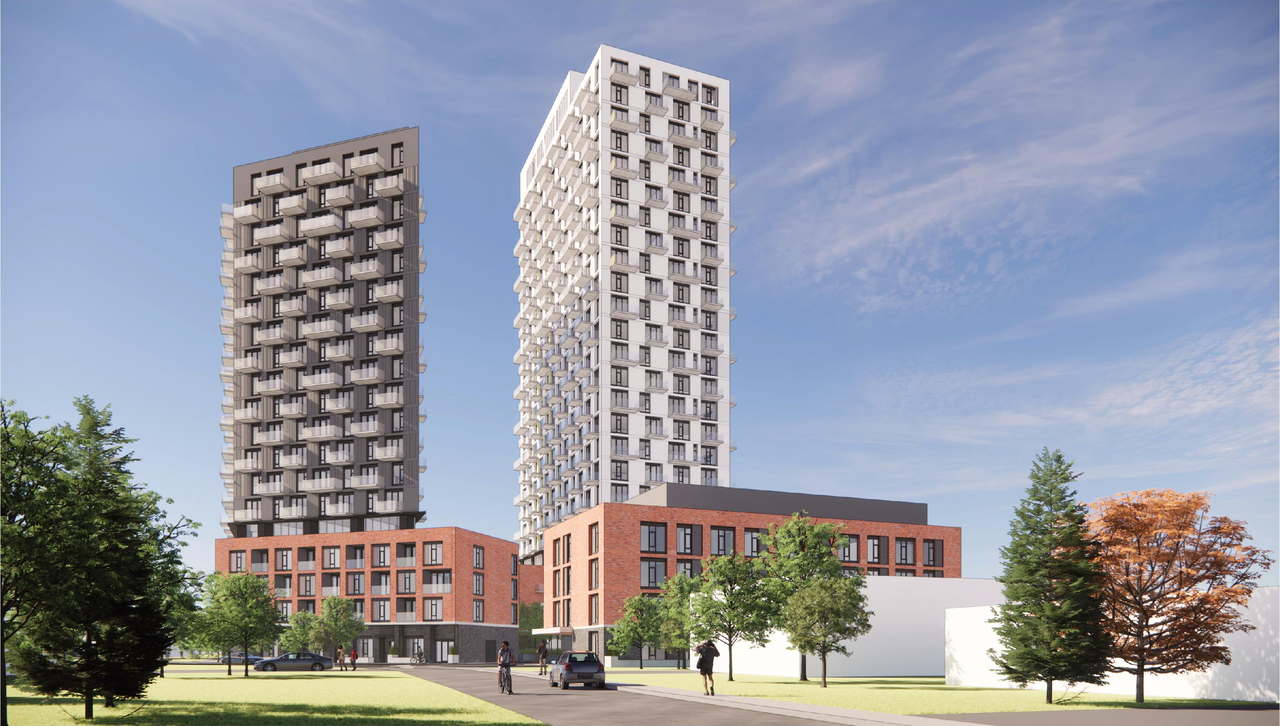 Rendering of building from page 16 of the file '2025-11-17 - Urban Design Brief - D02-02-25-0070'