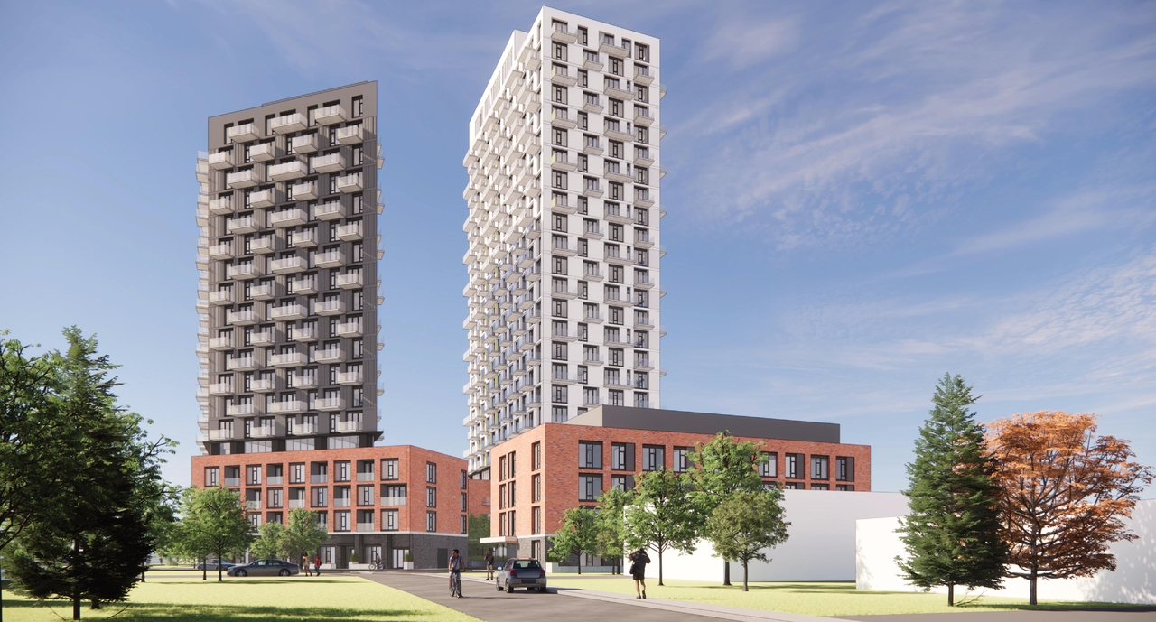 Rendering of building from page 16 of the file '2025-11-17 - Urban Design Brief - D02-02-25-0070'