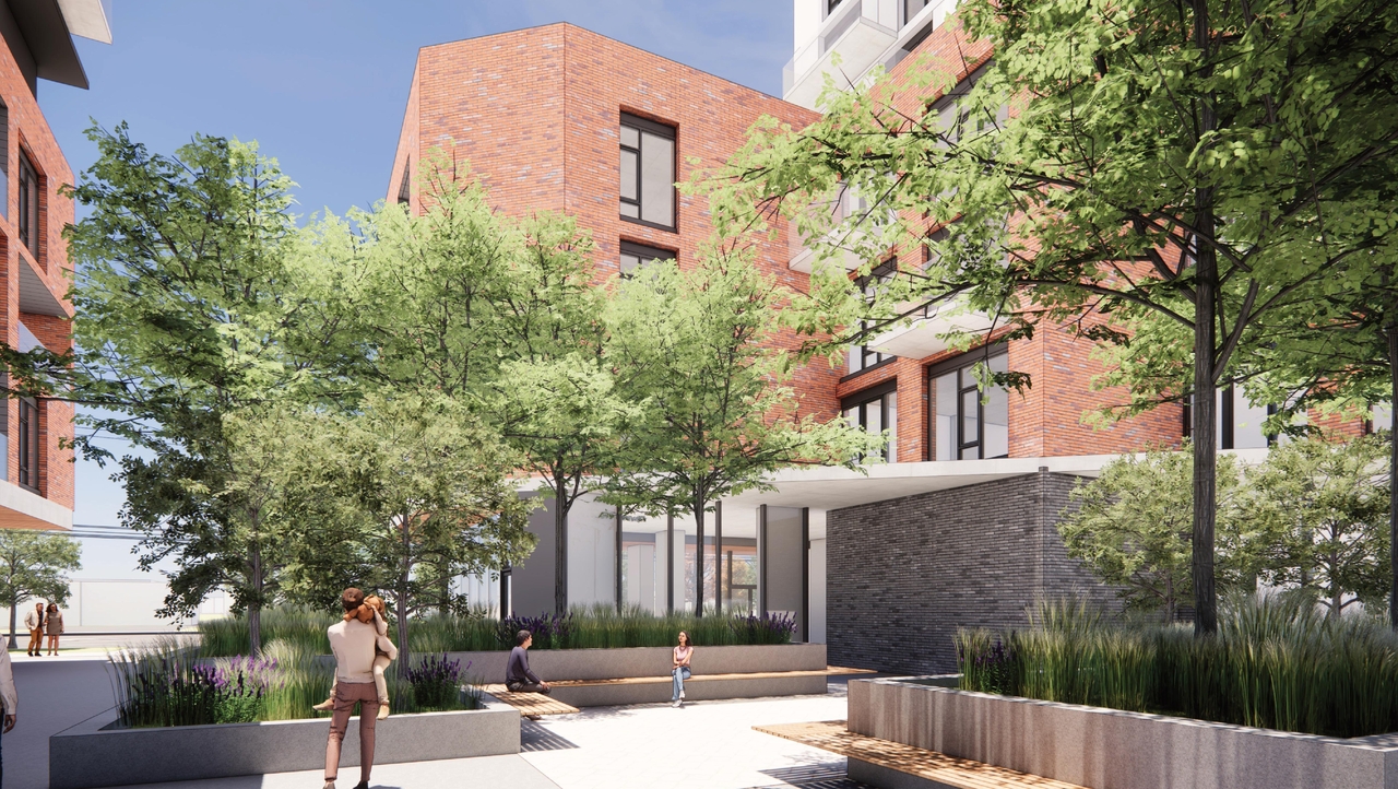 Rendering of building from page 19 of the file '2025-11-17 - Urban Design Brief - D02-02-25-0070'