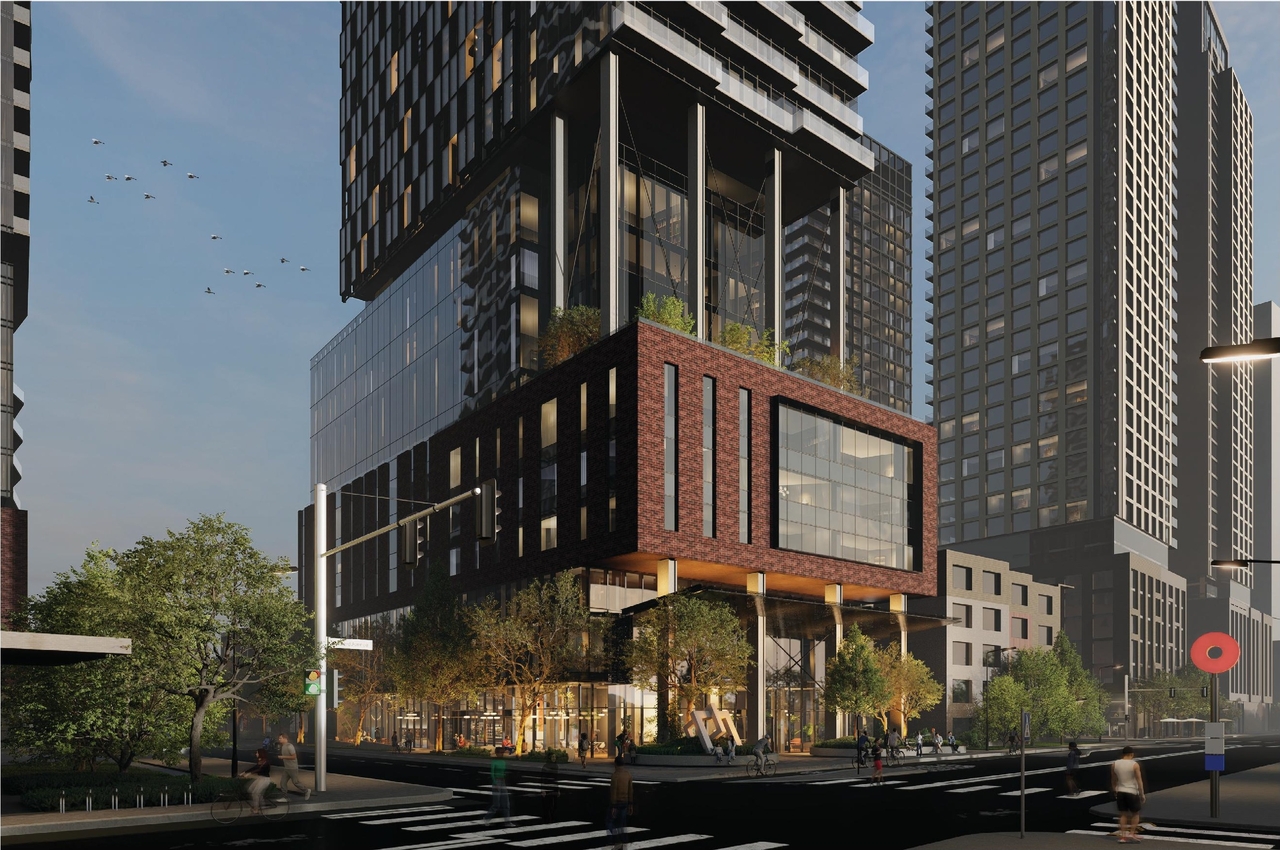 Rendering of building from page 100 of the file '2025-12-15 - Urban Design Brief - D01-01-25-0025 & D02-02-25-0097'