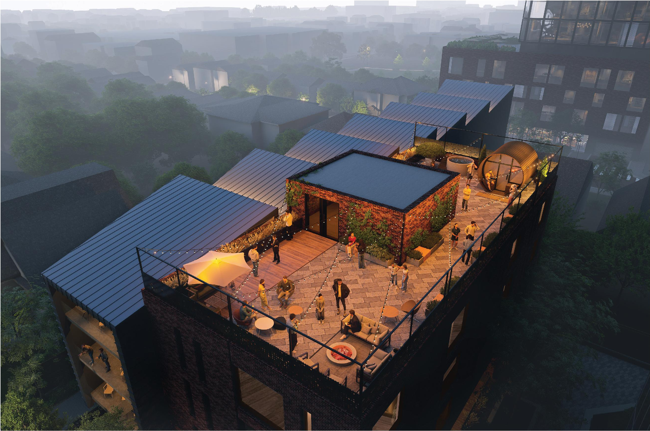 Rendering of building from page 103 of the file '2025-12-15 - Urban Design Brief - D01-01-25-0025 & D02-02-25-0097'