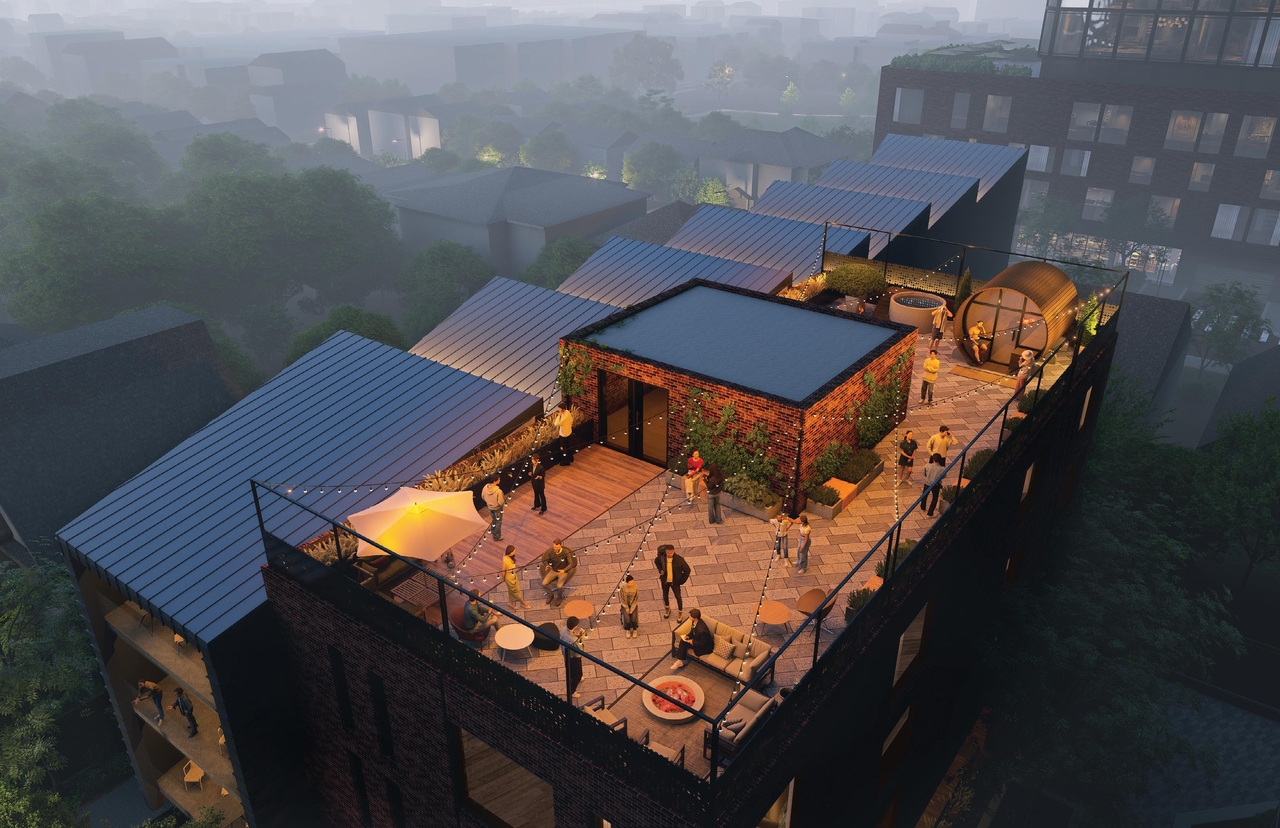 Rendering of building from page 103 of the file '2025-12-15 - Urban Design Brief - D01-01-25-0025 & D02-02-25-0097'