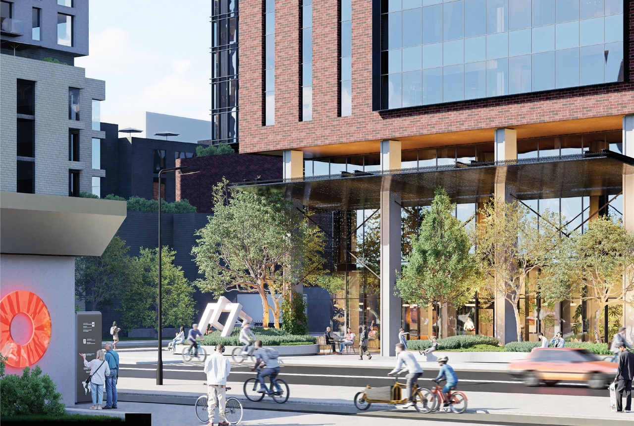 Rendering of building from page 114 of the file '2025-12-15 - Urban Design Brief - D01-01-25-0025 & D02-02-25-0097'