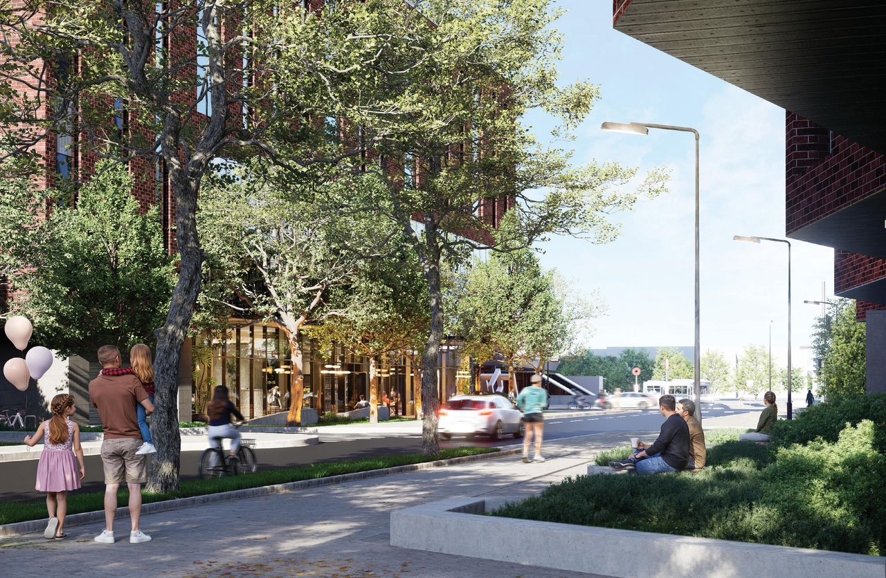 Rendering of building from page 115 of the file '2025-12-15 - Urban Design Brief - D01-01-25-0025 & D02-02-25-0097'