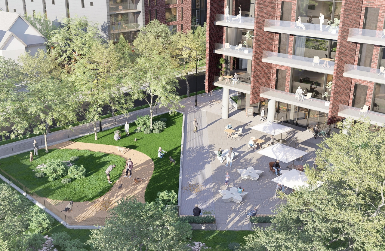 Rendering of building from page 122 of the file '2025-12-15 - Urban Design Brief - D01-01-25-0025 & D02-02-25-0097'