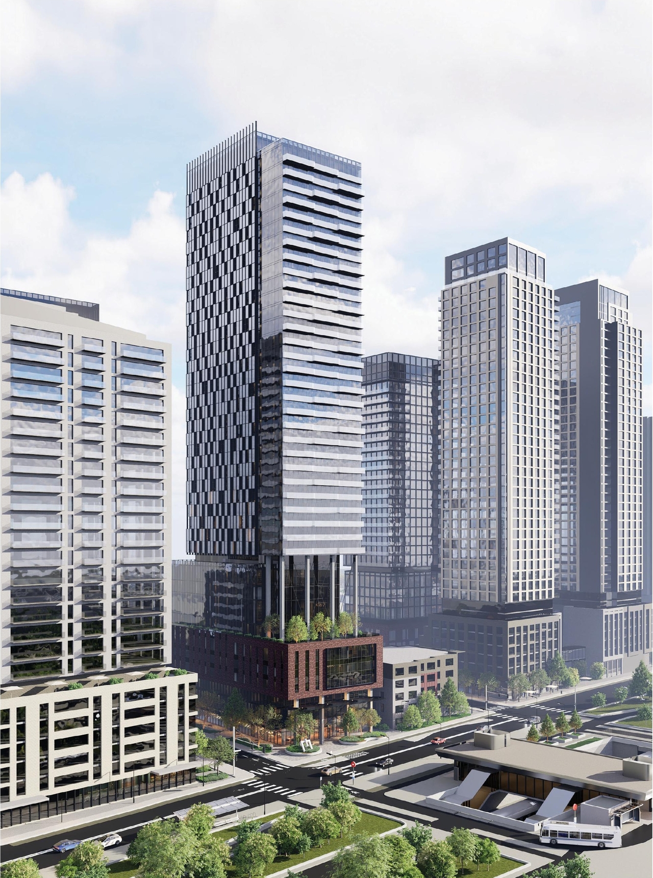 Rendering of building from page 98 of the file '2025-12-15 - Urban Design Brief - D01-01-25-0025 & D02-02-25-0097'