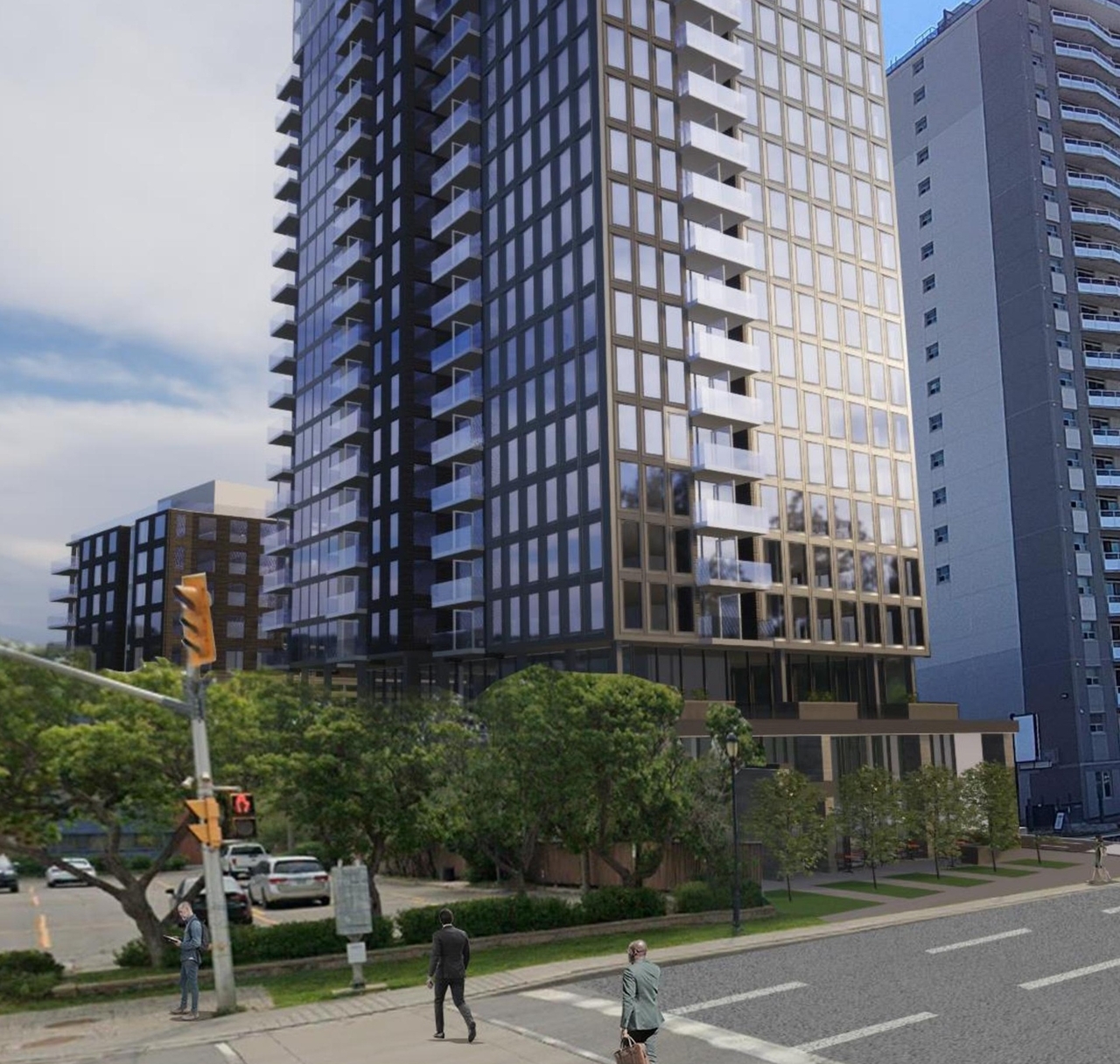 Rendering of building from page 18 of the file '2025-12-22 - Urban Design Brief - D02-02-25-0100'