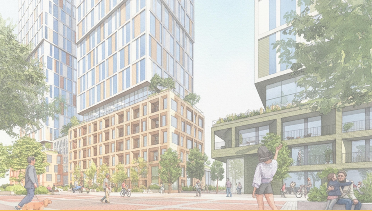 Rendering of building from page 1 of the file '2025-12-22 - Urban Design Brief - D02-02-25-0101'