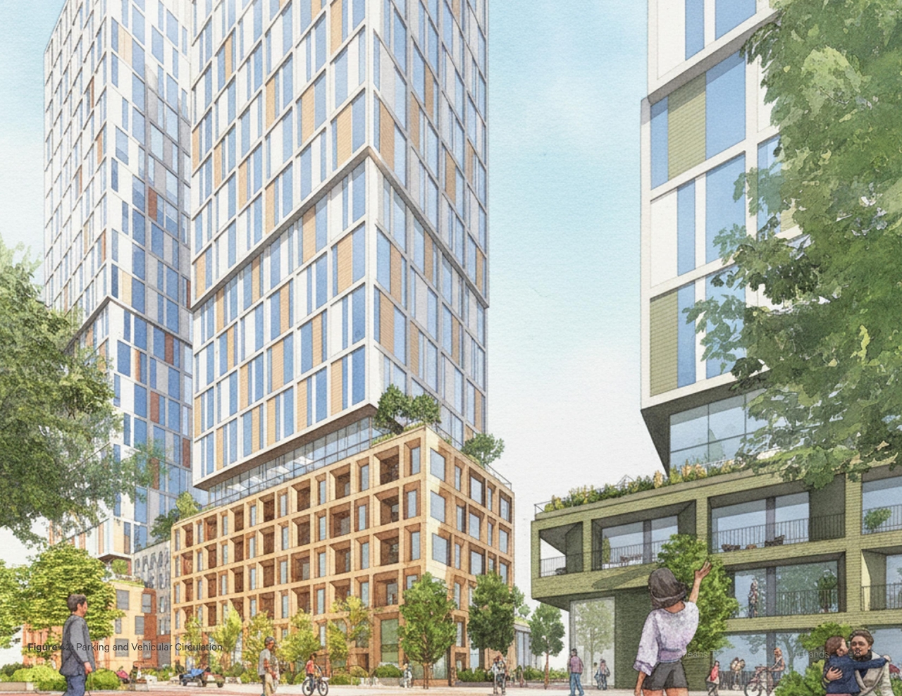 Rendering of building from page 105 of the file '2025-12-22 - Urban Design Brief - D02-02-25-0101'