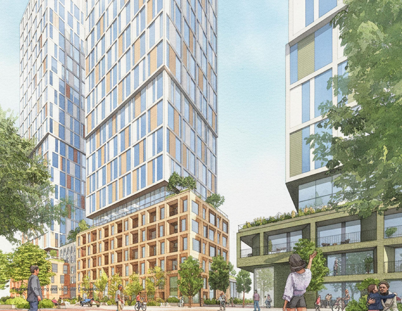 Rendering of building from page 105 of the file '2025-12-22 - Urban Design Brief - D02-02-25-0101'