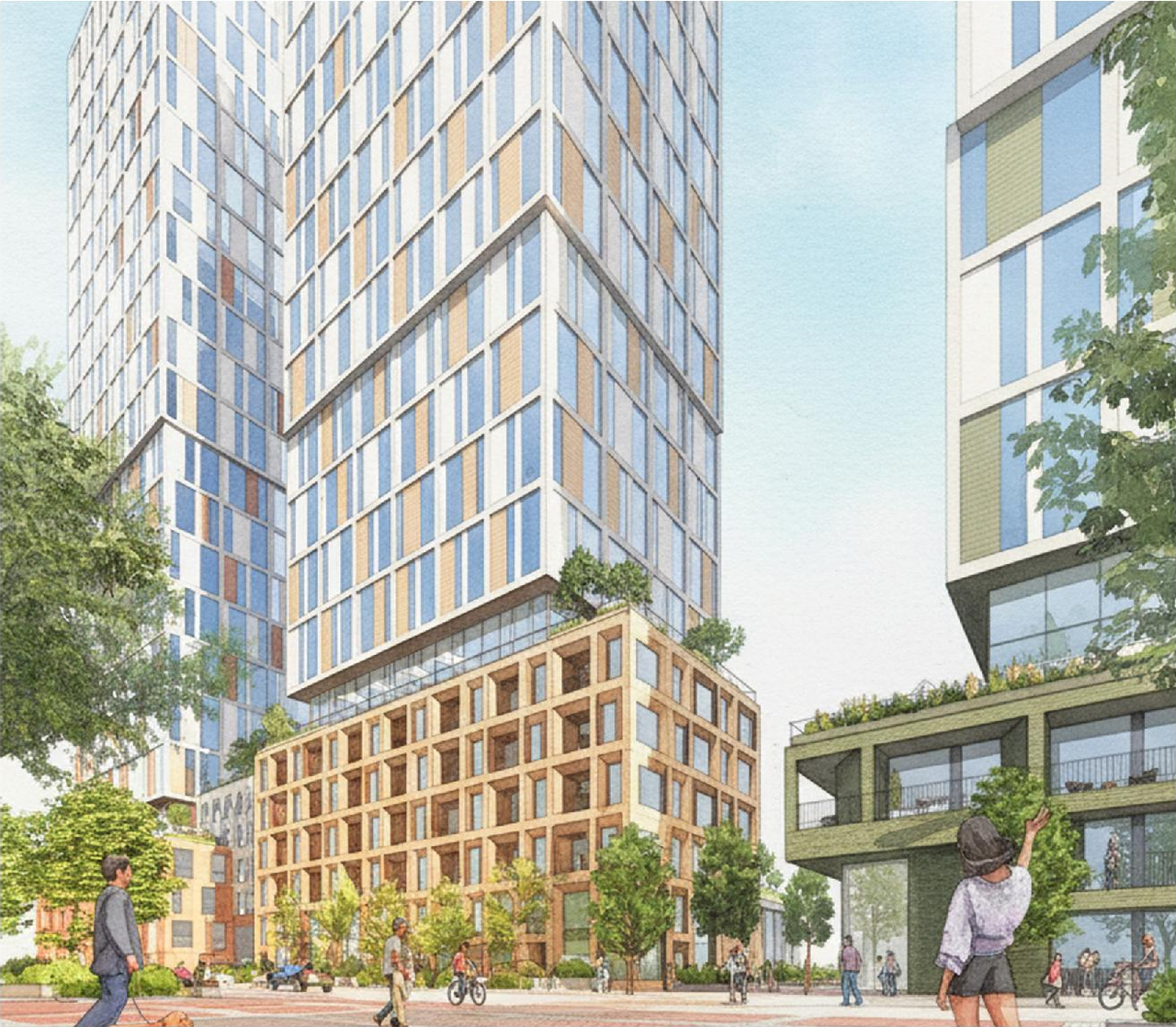 Rendering of building from page 72 of the file '2025-12-22 - Urban Design Brief - D02-02-25-0101'