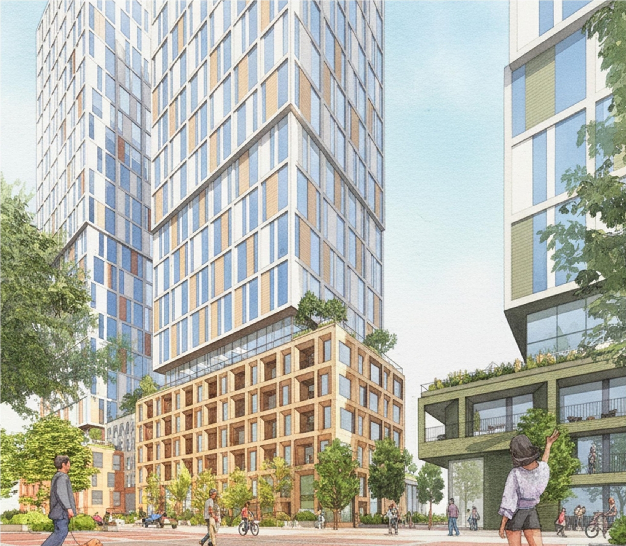 Rendering of building from page 72 of the file '2025-12-22 - Urban Design Brief - D02-02-25-0101'