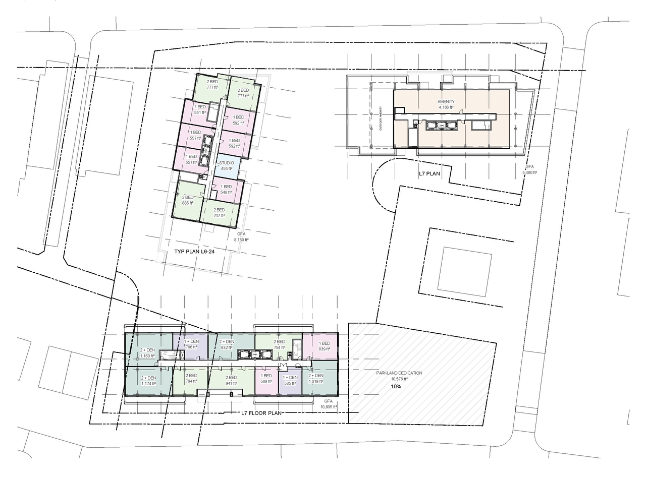 Floor plan for project from page 26 of the file '2026-02-10 - Urban Design Brief - D07-12-26-0013 & D02-02-26-0011'