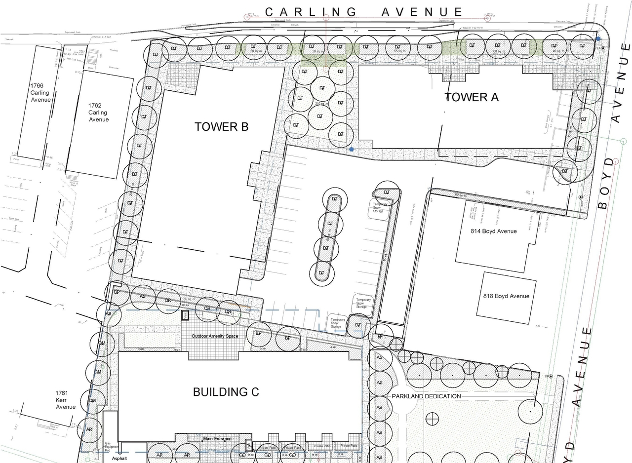 Construction site plan for project from page 44 of the file '2026-02-10 - Urban Design Brief - D07-12-26-0013 & D02-02-26-0011'