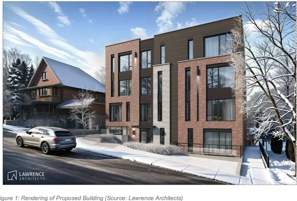 Rendering of building from page 4 of the file '2026-02-19 - Urban Design Brief - D02-02-26-0012 & D07-12-26-0014'