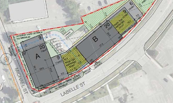 Construction site plan for project from page 20 of the file '2026-04-29 - Urban Design Review Panel Package - D01-01-26-0007 & D02-02-26-0031'