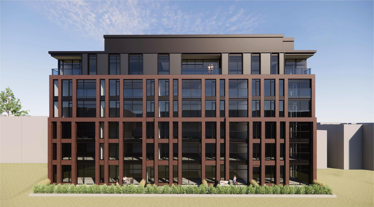 Rendering of building from page 32 of the file '2026-05-08 - Urban Design Review Panel Report - D02-02-26-0037 & D07-12-26-0051'