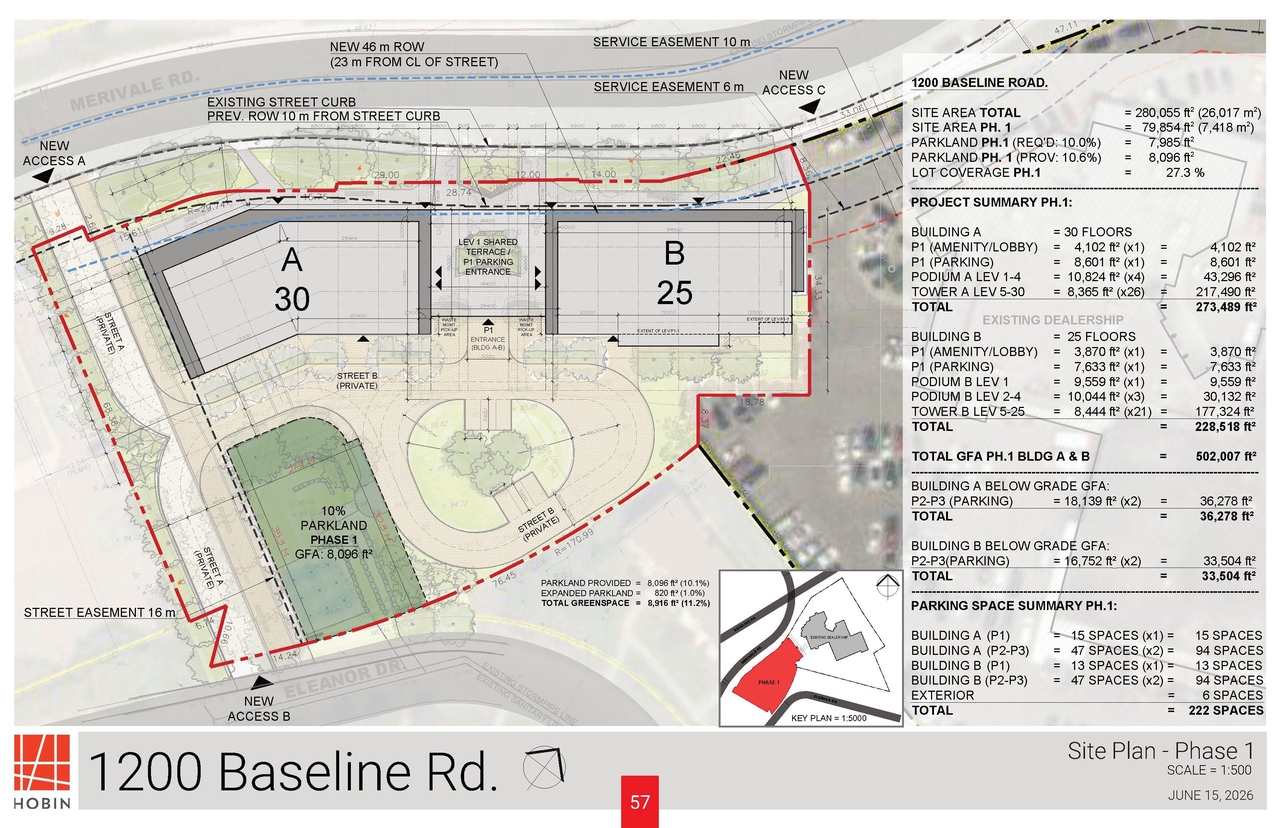 Construction site plan for project from page 57 of the file '2026-07-14 - Urban Design Brief - D01-01-26-0013 & D02-02-26-0056'