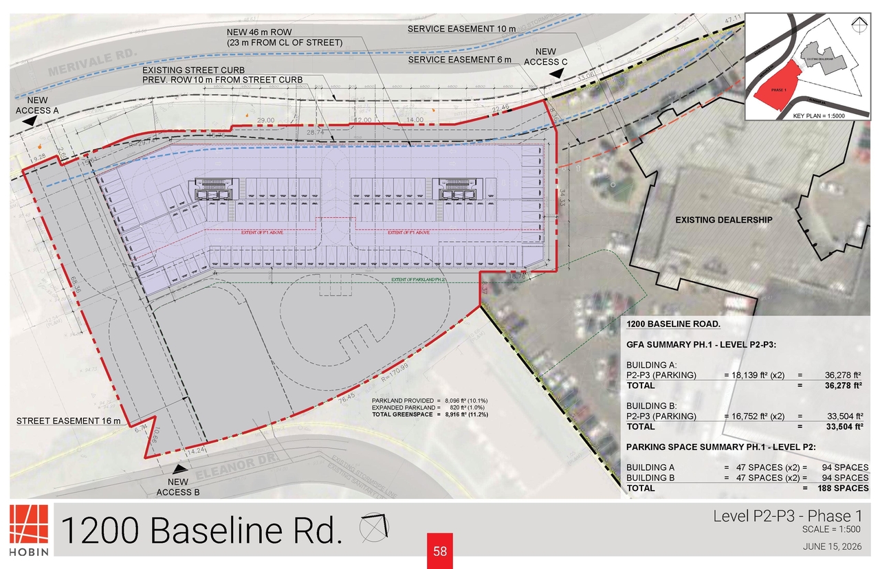 Construction site plan for project from page 58 of the file '2026-07-14 - Urban Design Brief - D01-01-26-0013 & D02-02-26-0056'