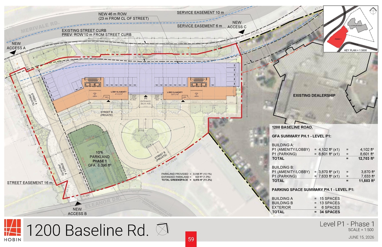 Construction site plan for project from page 59 of the file '2026-07-14 - Urban Design Brief - D01-01-26-0013 & D02-02-26-0056'