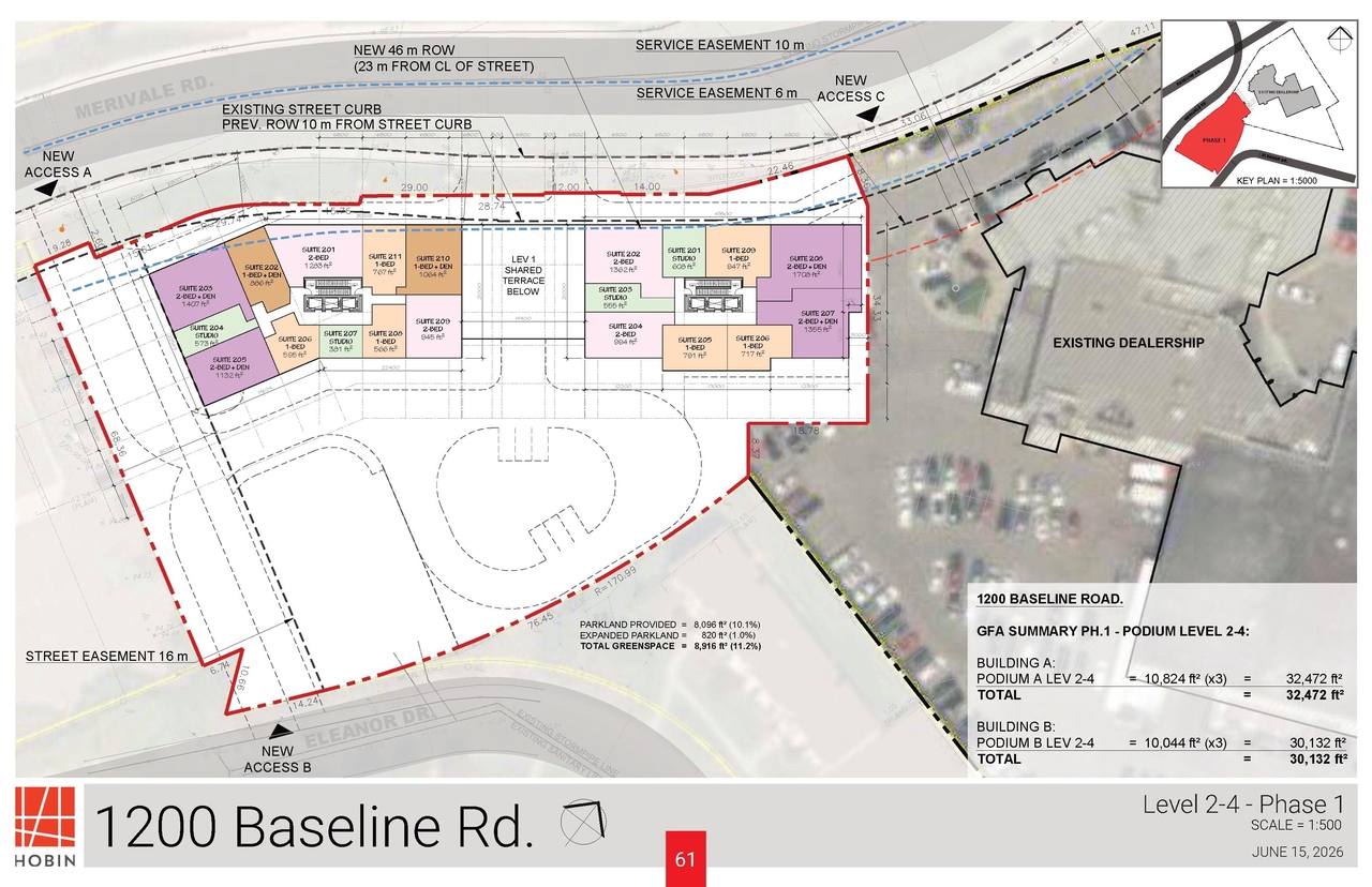 Construction site plan for project from page 61 of the file '2026-07-14 - Urban Design Brief - D01-01-26-0013 & D02-02-26-0056'